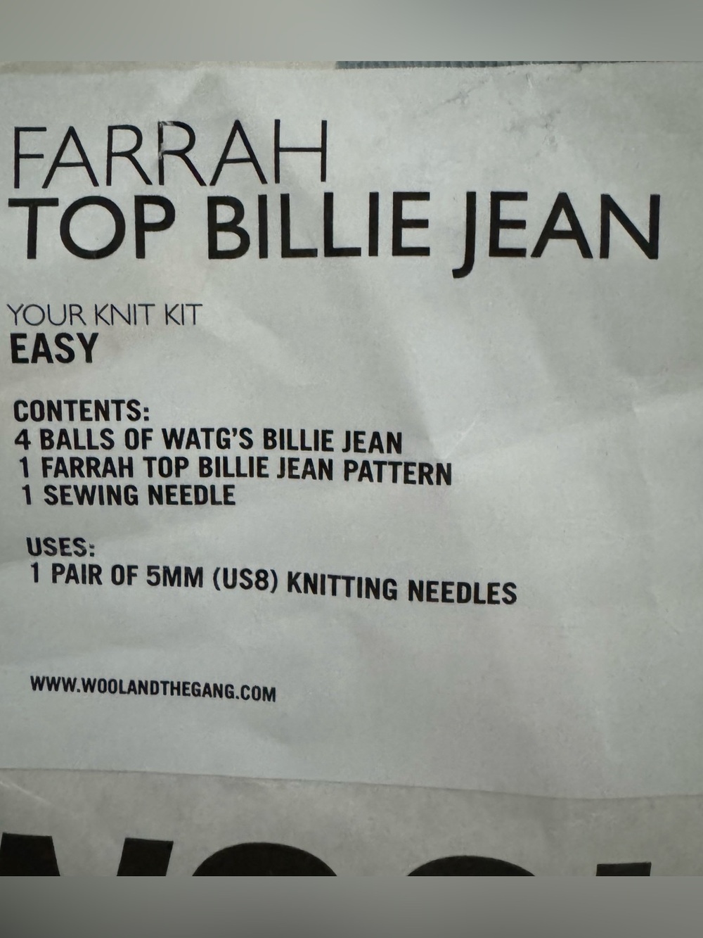 WOOL AND THE GANG KNIT KIT
FARRAH TOP BILLIE JEAN - Picture 2 of 11